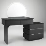 Tocador gris oscuro minimalista con espejo LED