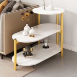 Mesa de centro de Tres Niveles con Patas Doradas