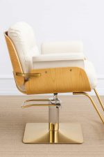 Silla de Estética Acolchada con Base Hidráulica Dorada - Imagen 5