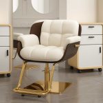 Silla de Estética Acolchada con Base Hidráulica Dorada