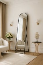 Espejo de piso con marco semi-curvo
