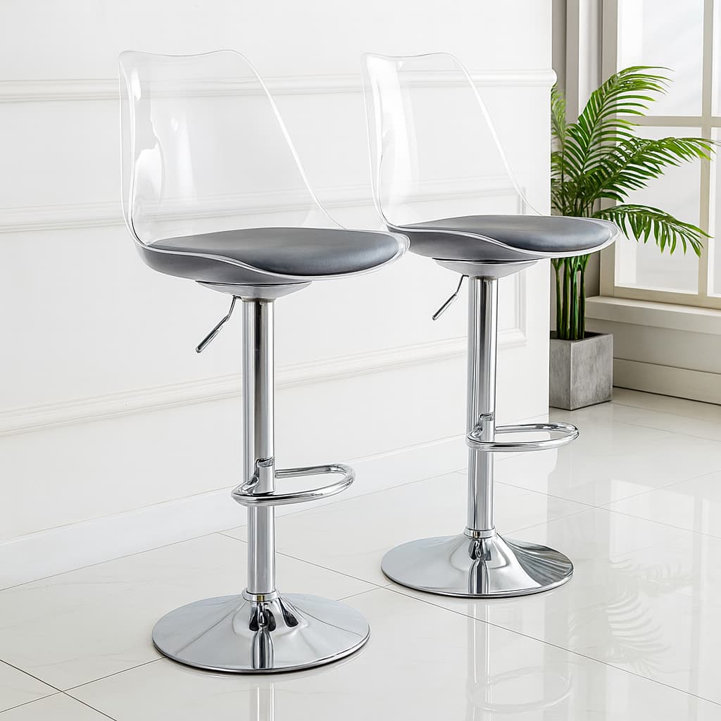 KA1532 FRONTAL Banqueta Acrílica Cromo - Imagen 1